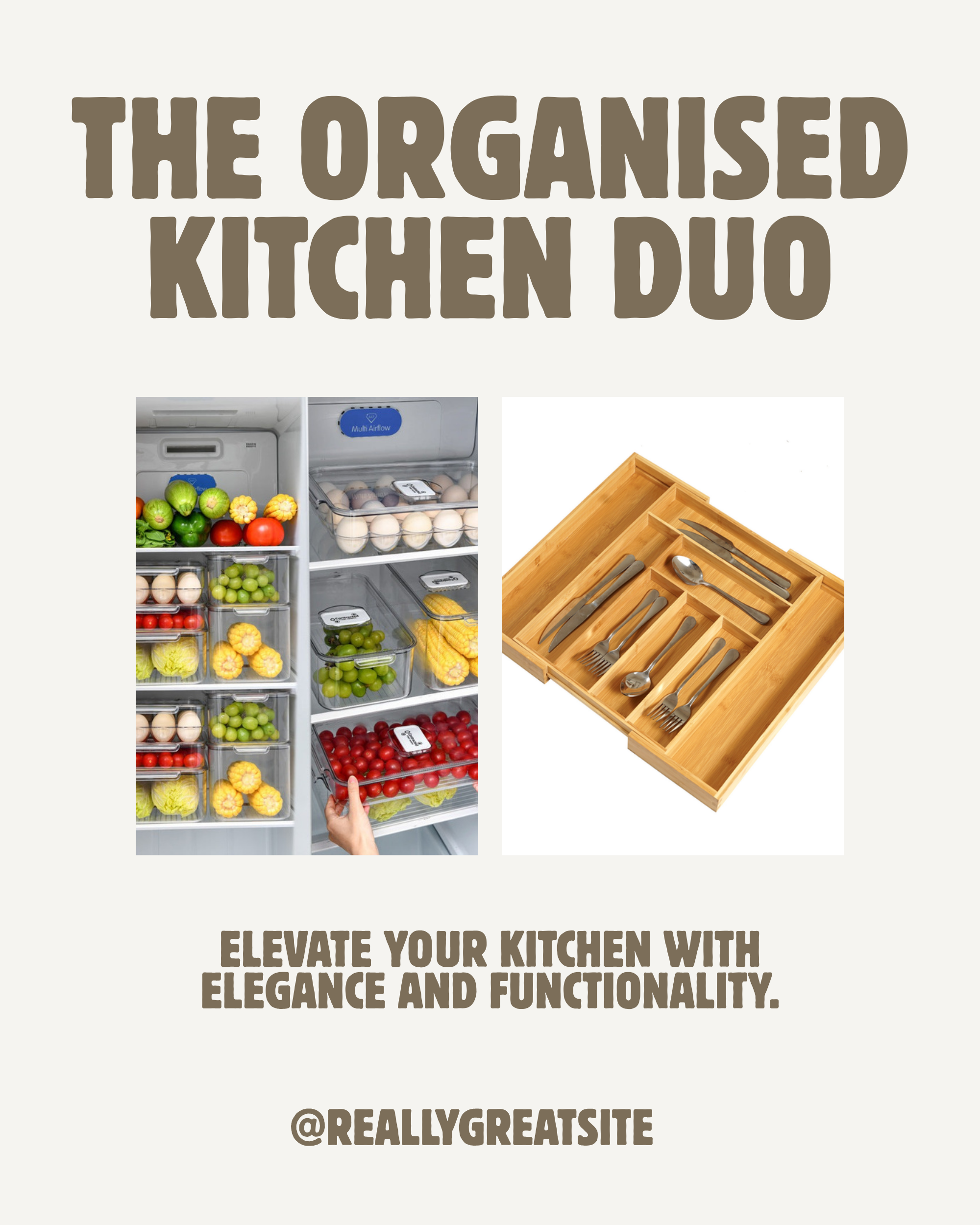 The Organised Kitchen Duo - save up to $21 on the bamboo drawer organiser and airtight fridge container set