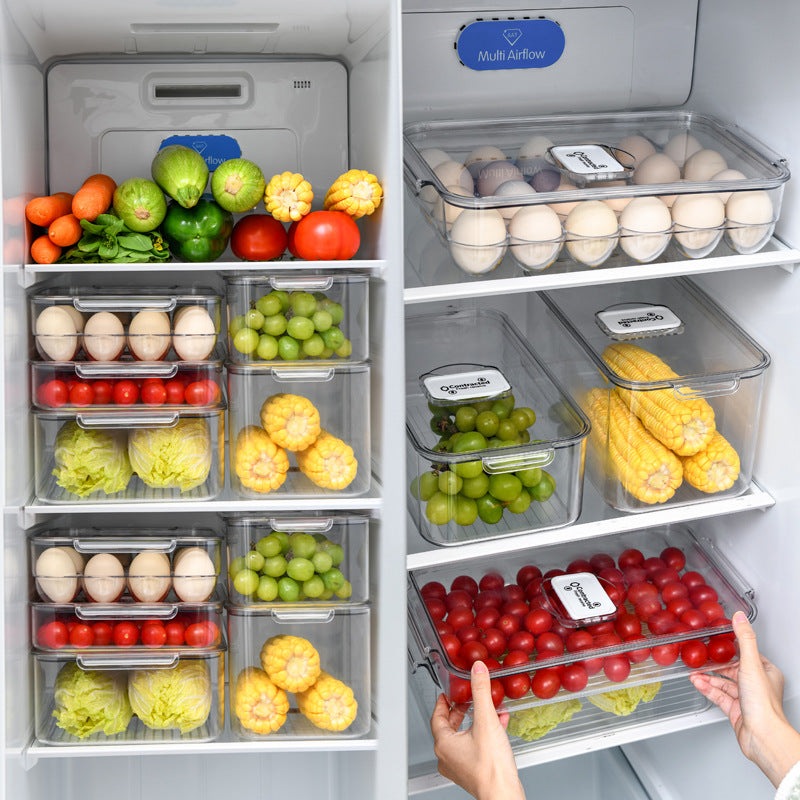 Airtight BPA-free fridge storage containers stacked with fresh produce - part of The Organised Kitchen Duo bundle