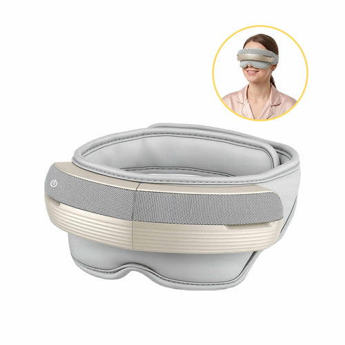 Heated eye and head massager in grey and champagne gold