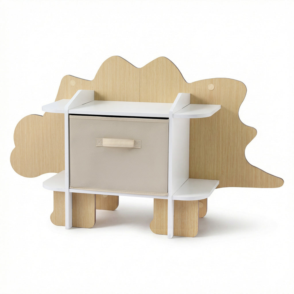 Dinosaur kids bookshelf in a playroom