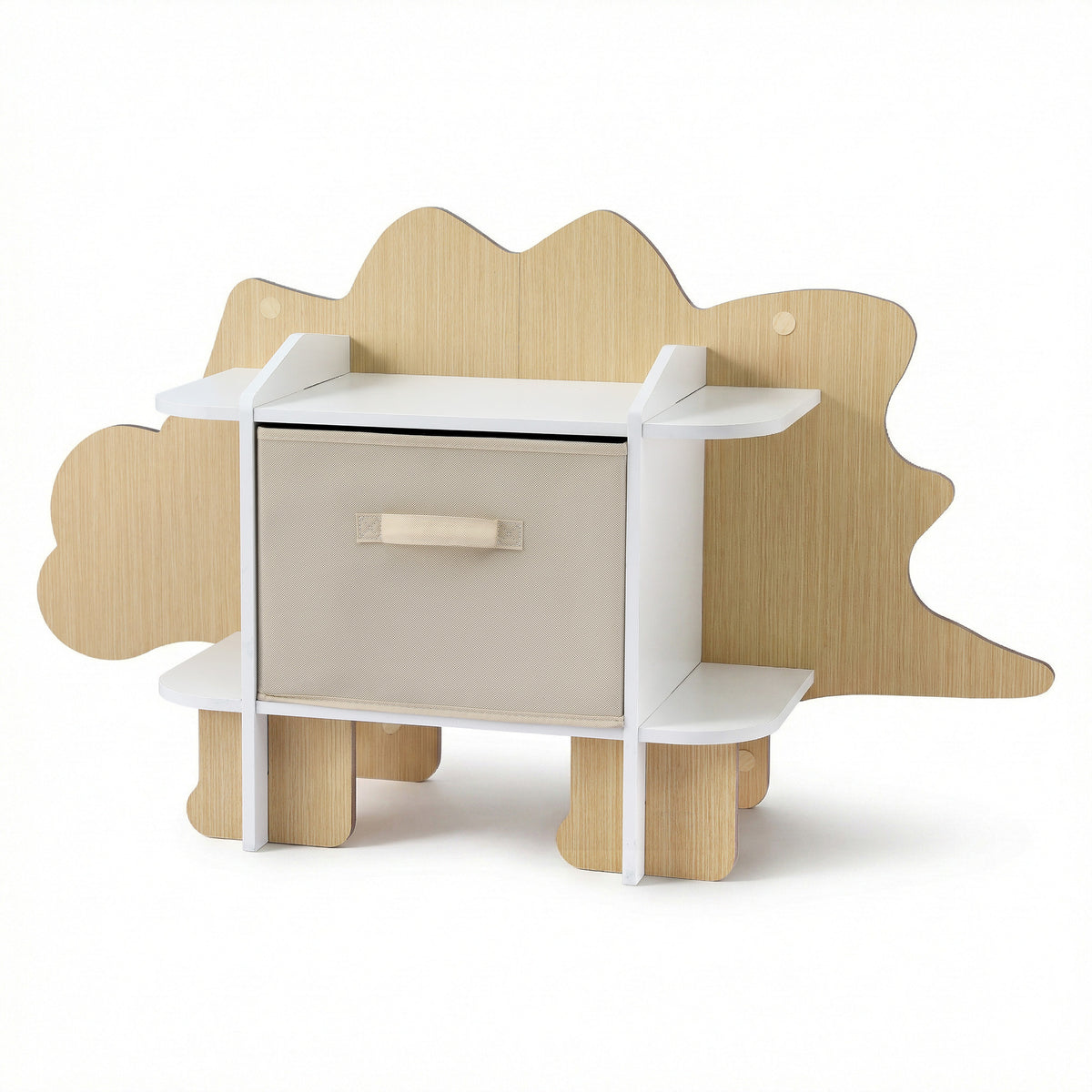 Dinosaur kids bookshelf in a playroom