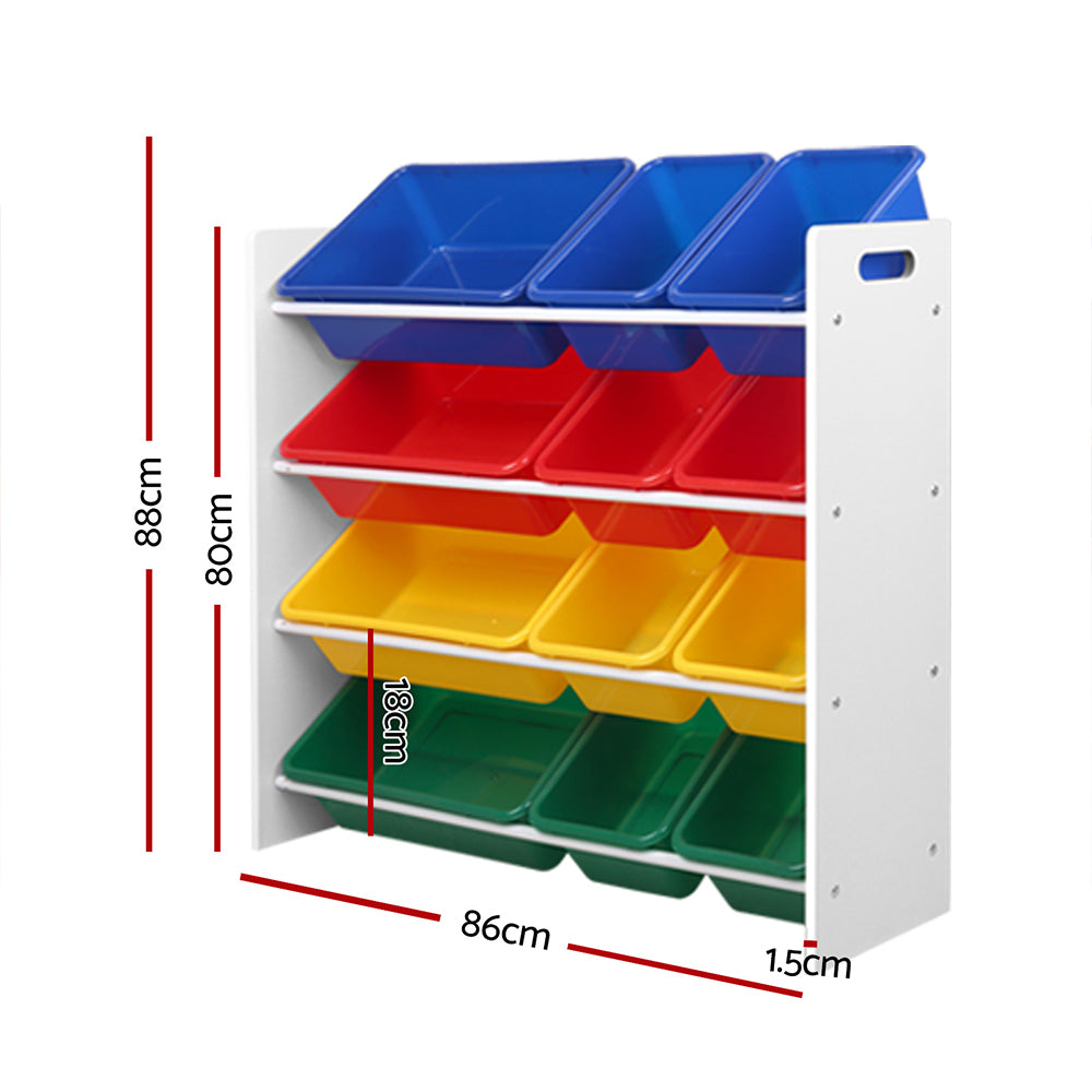 Kids toy storage rack in a playroom