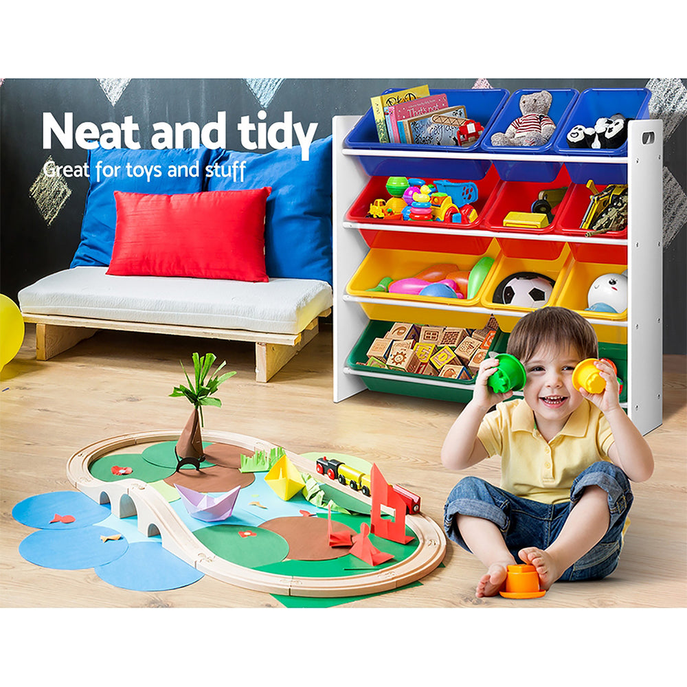 Kids toy storage rack bins