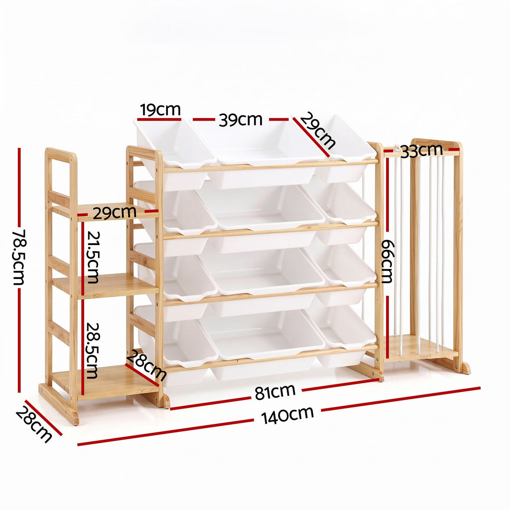 Kids toy storage organiser features
