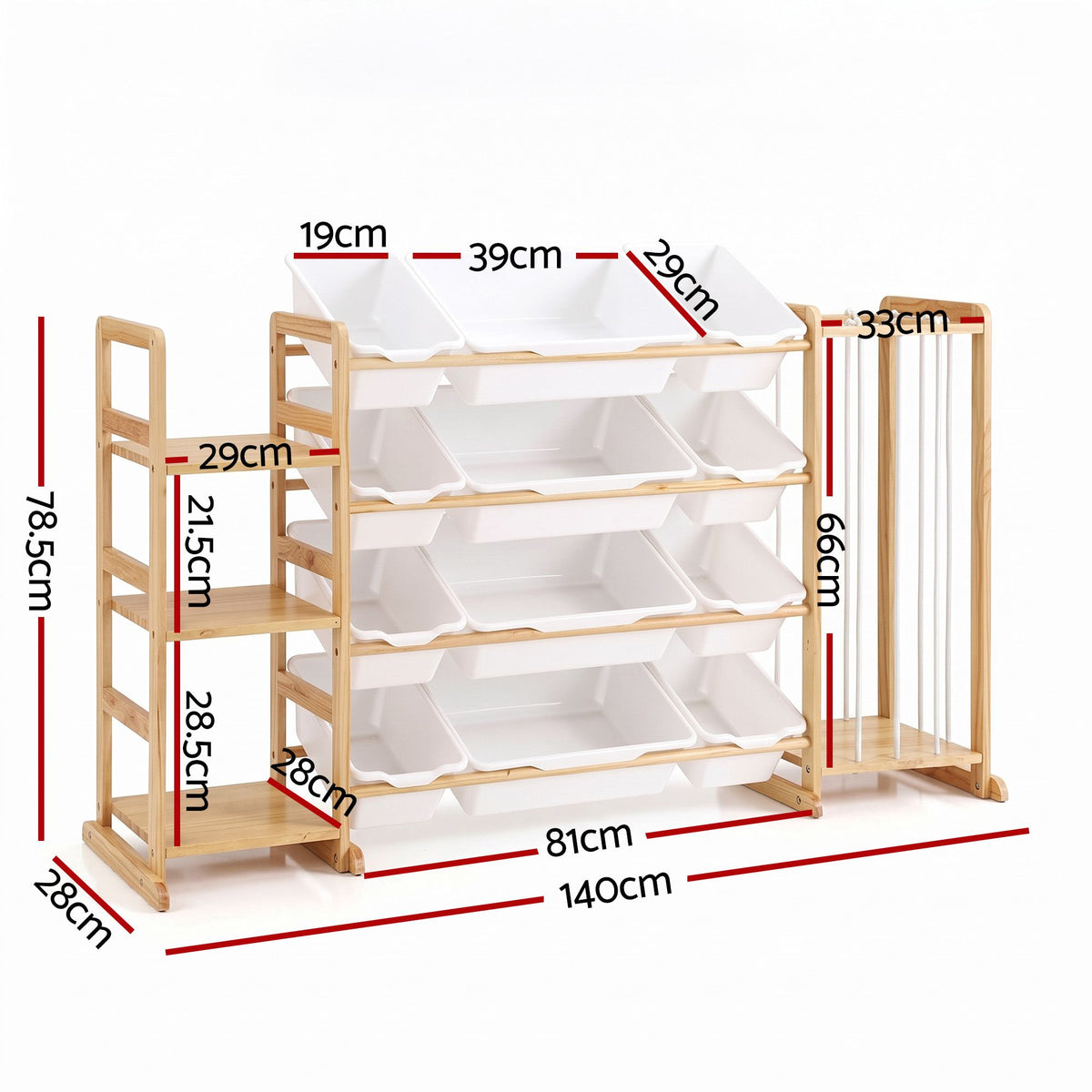 Kids toy storage organiser features