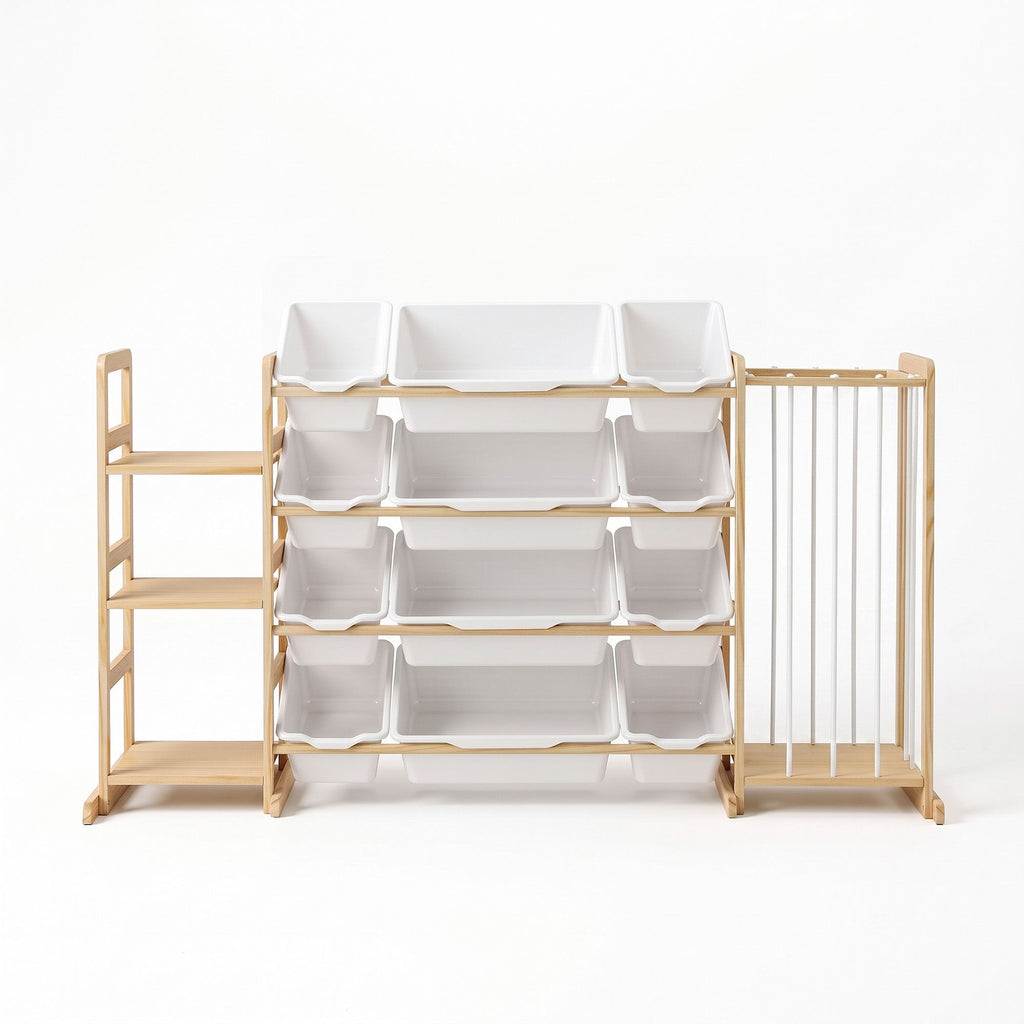 Kids toy storage organiser in a playroom