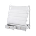 White metal kids bookshelf with fabric drawers