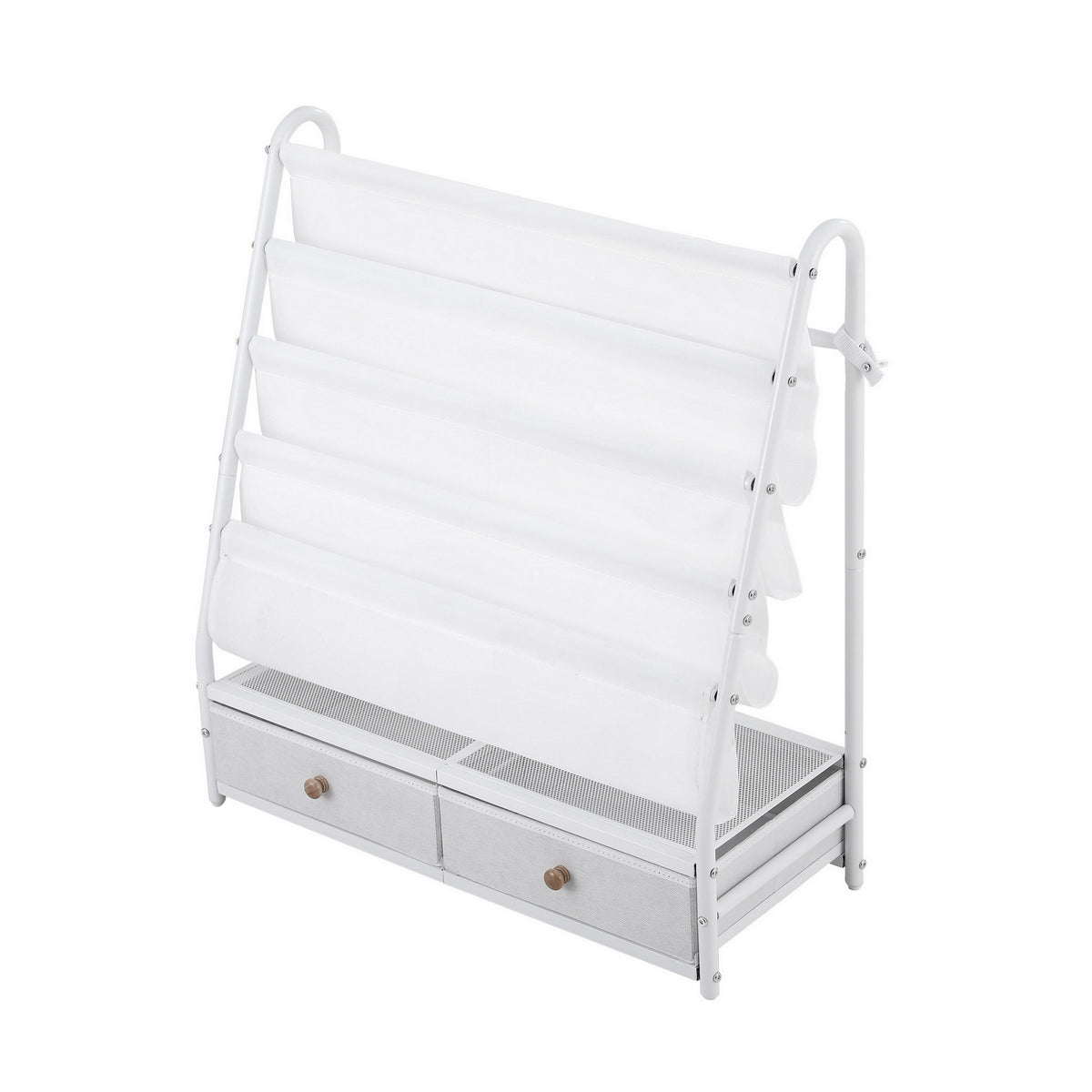 Kids metal bookshelf in a bedroom