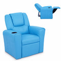 Blue kids recliner chair with cup holder