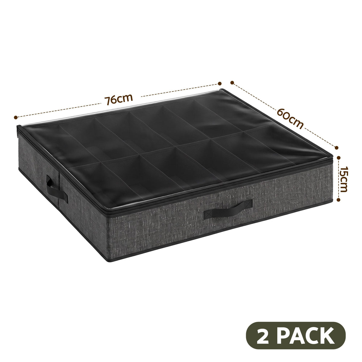 Under-bed shoe organiser in use