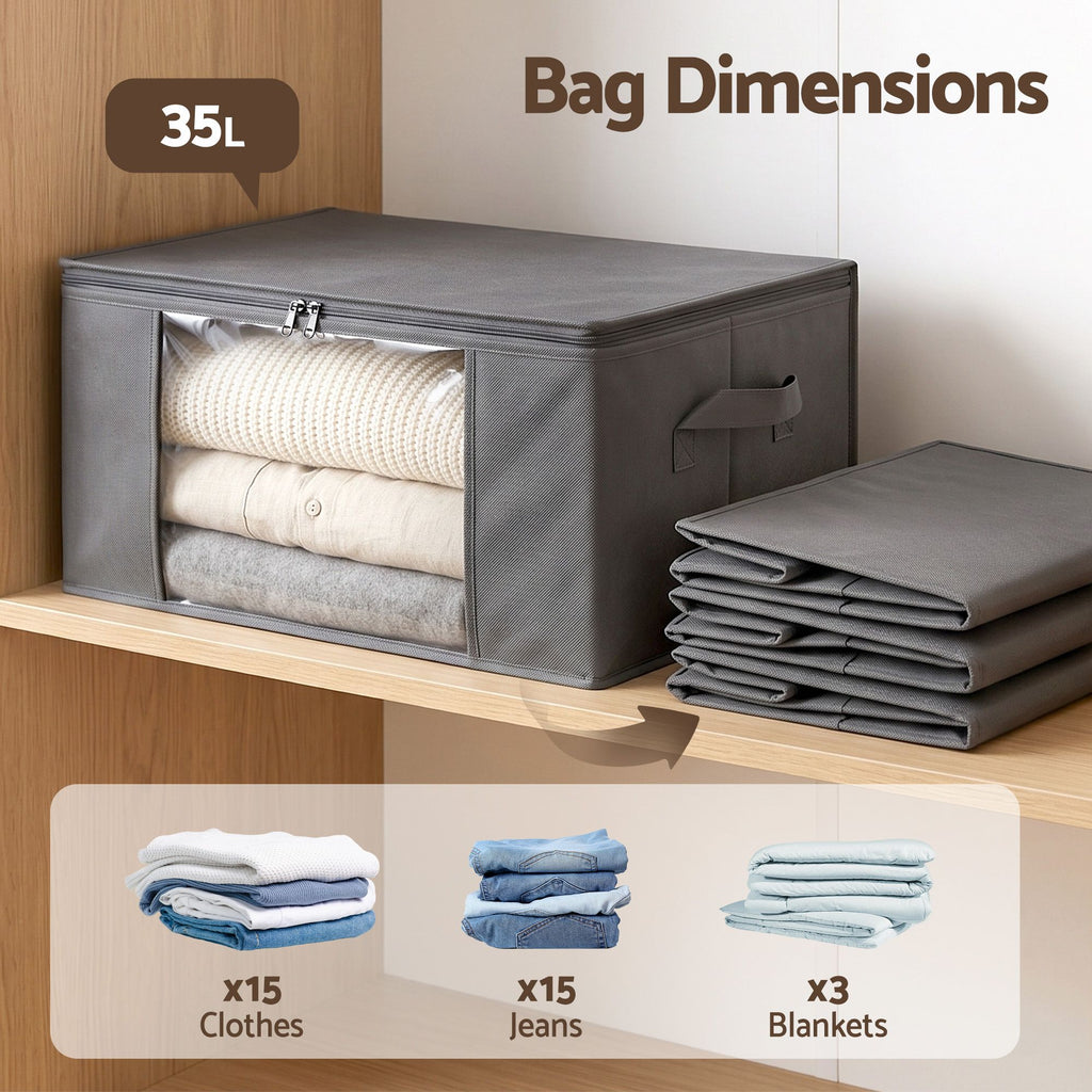 Clothes storage bags in use