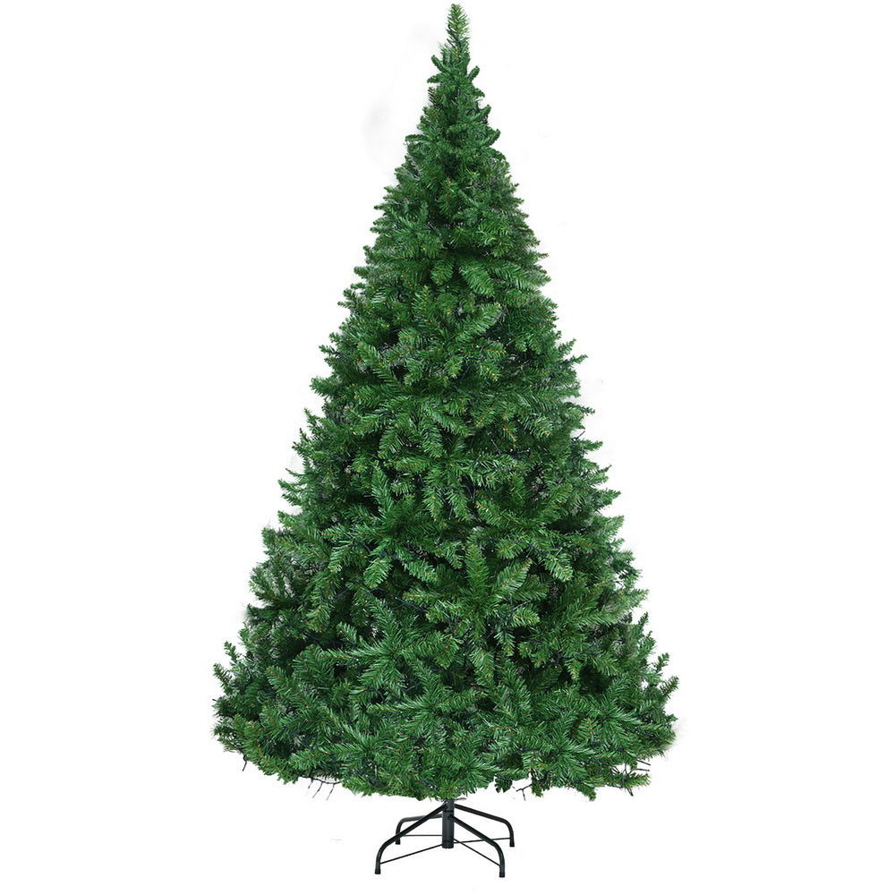 2.1m green Christmas tree on a metal stand with lights off