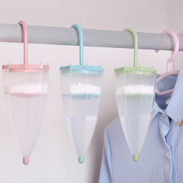Umbrella-shaped moisture absorber box for wardrobes