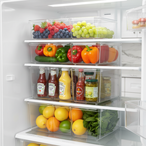 Clear Fridge Organizer Bins (Set of 4)