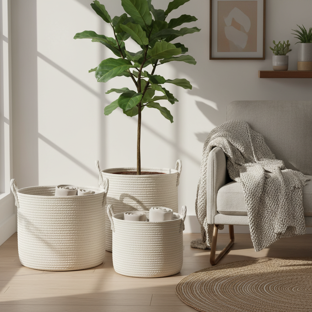 Cotton Rope Storage Baskets (Set of 3)