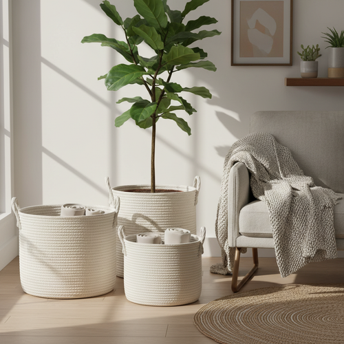 Cotton Rope Storage Baskets (Set of 3)