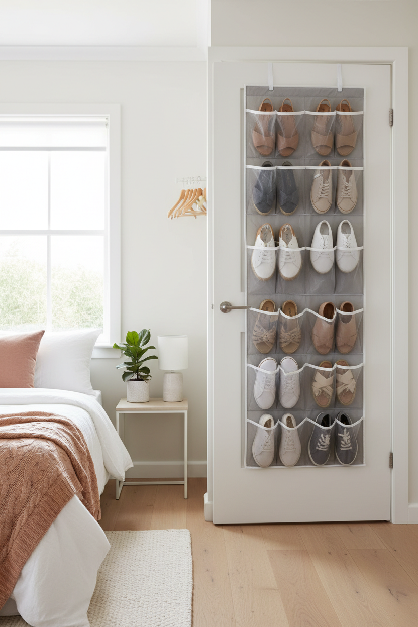 Over Door Shoe Organiser 24 Pockets - Hanging Storage Rack for Bedroom Closet Door Australia